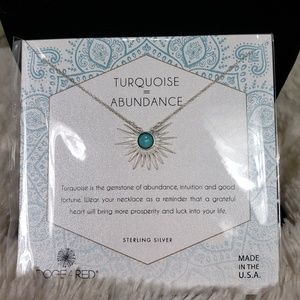 Detailed Sun Rays Pendant with Turquoise Stone